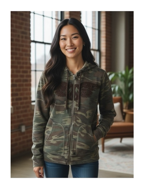 Lucky Brand Tops - VHTF: new Lucky Brand シ Embroidered Winged Peace Sign Zip Hoodie Sweatshirt シ S